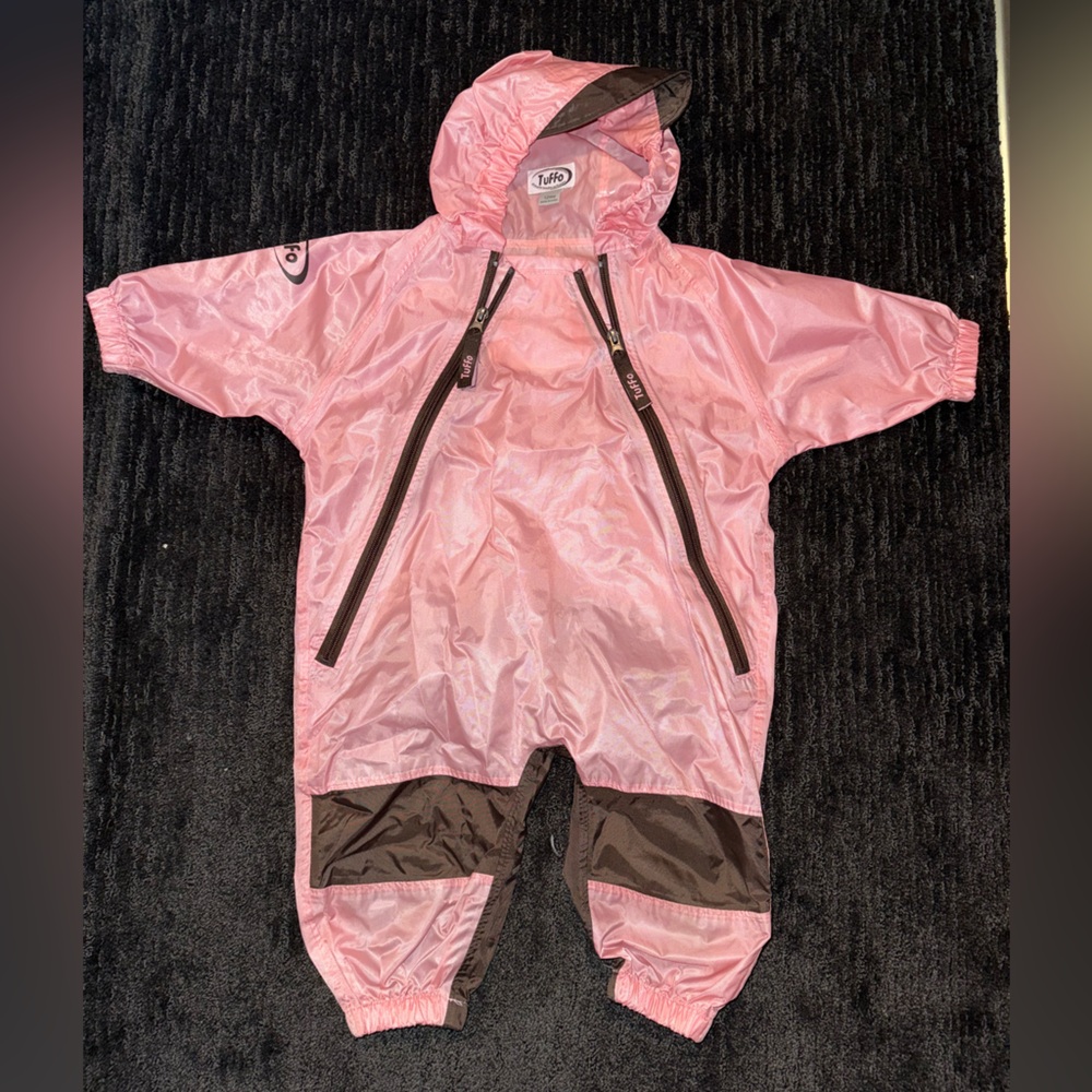 Kids Pink Raincoat with Brown Accents